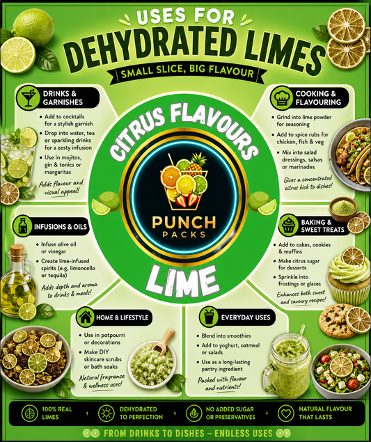 Dehydrated Lime Wheels | Ideal for cocktails, Drink garnishes, or Adding a Punch of flavour! | Packs 30+ / 60+ Servings!